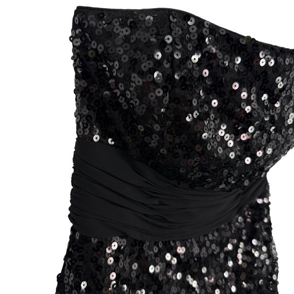 WHBM Strapless Sequin Jumpsuit Size 6 Black Knit Wide Leg Formal Party NWT - Picture 4 of 12